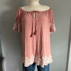 Adrianna Papell lacy detailed summer top size L